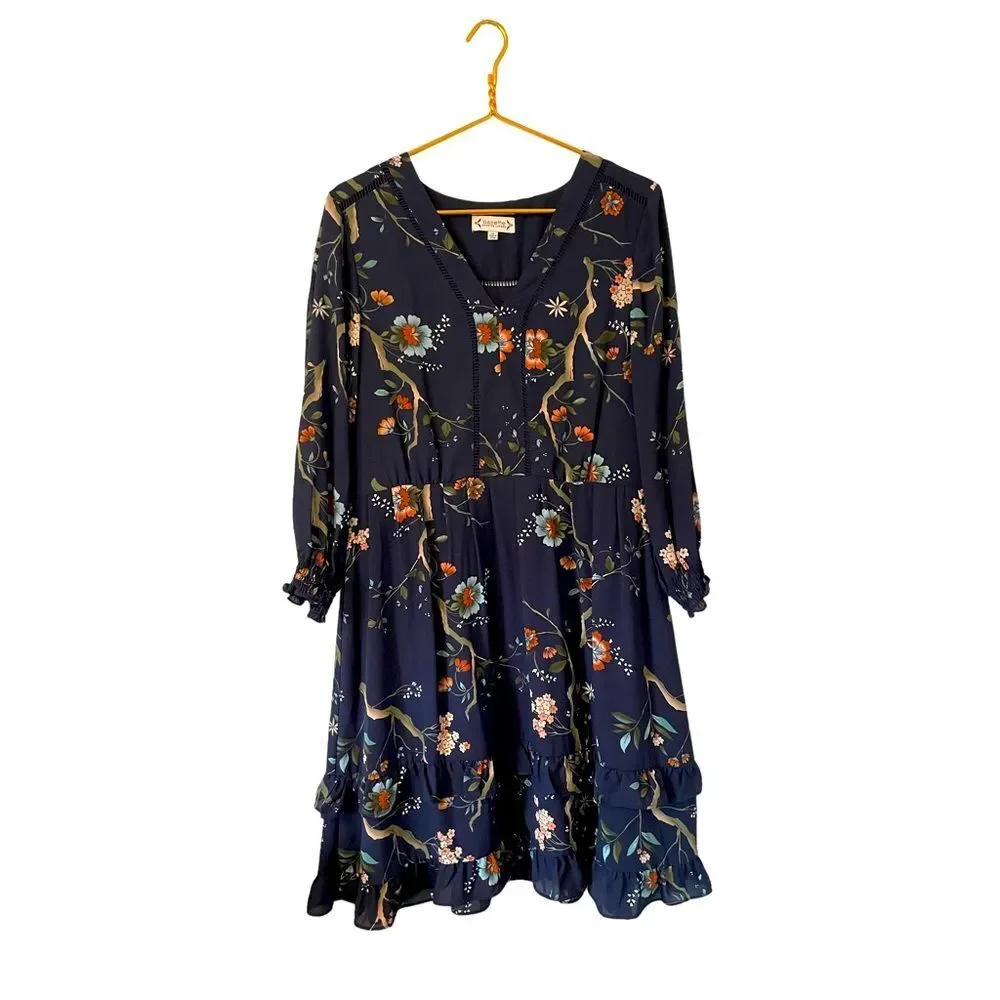 Nanette Lepore Floral-Print Ruffled-Skirt‎ Dress Woman’s Size 14
